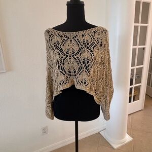 Elegant Beige Crochet Women's Cape ONE SIZE